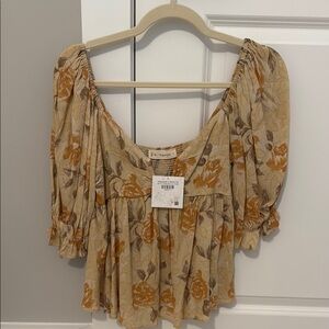 By Together Floral Beige and Orange Women's Top